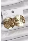 316 Çelik Gold Renk İşlemli Daire Plaka Model Kadın Küpe