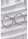 316 Çelik Gümüş Renk 33 mm Halka Model Kadın Küpe