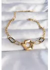316L Çelik Gold Renk Geometrik Model Zincir Bileklik