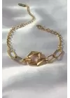 316L Çelik Gold Renk Geometrik Model Zincir Bileklik
