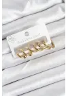 316L Çelik Gold Renk Kadın Küpe Seti