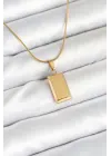 316L Çelik Gold Renk Külçe Altın Model Kolye
