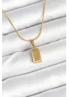 316L Çelik Gold Renk Mini Külçe Altın Model Kolye