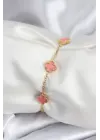 316L Çelik Gold Renk Pembe Baby Boy Yonca Kadın Bileklik