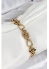 316L Çelik Gold Renk Zincirli Kadın Bileklik