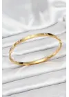316L Çelik Gold Renk Zirkon Taşlı 65 mm İnce Kadın Kelepçe Bileklik