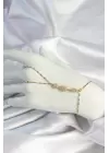 316L Çelik Gold Renk Zirkon Taşlı Baget Şahmeran