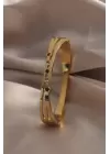 316L Çelik Gold Renk Zirkon Taşlı Gold Renk Kadın Kelepçe