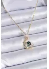 316L Çelik Gold Renk Zirkon Taşlı Hilal Model Kadın Kolye