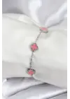 316L Çelik Gümüş Renk Pembe Baby Boy Yonca Kadın Bileklik
