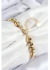 316L Çelik Halat Zincir Model Gold Renk Kadın Bileklik