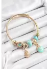 316L Çelik Mavi İstiridye Model Gold Renk Charm Bileklik