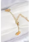 316L Çelik Sedefli Turuncu Gold Renk Yonca Kadın Bileklik
