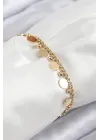 316L Çelik Sıralı Pul Model Gold Renk Kadın Bileklik