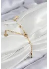 316L Çelik Sıralı Yıldız Model Gold Renk Kadın Bileklik