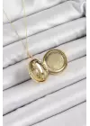 316L Çelik Zincir Açılabilir Madalyon Model Zirkon Taşlı Gold Renk Kadın Kolye