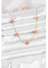 316L Çelik Zincir Gold Renk Pembe Baby Boy Yonca Kadın Kolye