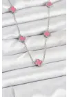 316L Çelik Zincir Gümüş Renk Pembe Baby Boy Yonca Kadın Kolye