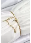 316L Çelik Zincir Pembe Mineli Sanatsal Portre Kuzey Yıldızı Model Gold Renk Kadın Bileklik