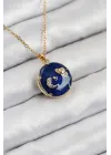 316L Çelik Zirkon Taşlı Açılabilr Kapaklı Gezegen Model Gold Renk Kadın Kolye