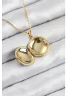 316L Çelik Zirkon Taşlı Açılabilr Kapaklı Gezegen Model Gold Renk Kadın Kolye