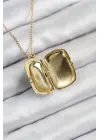 316L Çelik Zirkon Taşlı Açılabilr Kapaklı Kutup Yıldzı Model Gold Renk Kadın Kolye