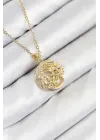 316L Çelik Zirkon Taşlı Ay Ve Güneş Model Gold Renk Kadın Kolye