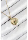 316L Çelik Zirkon Taşlı Ay Ve Güneş Model Gold Renk Kadın Kolye