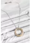316L Çelik Zirkon Taşlı Dönen Daire Model Gold Ve Gümüş Renk Kadın Kolye