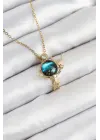 316L Çelik Zirkon Taşlı Gezegen Model Gold Renk Kadın Kolye