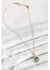 316L Çelik Zirkon Taşlı Gezegen Model Gold Renk Kadın Kolye