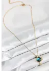 316L Çelik Zirkon Taşlı Gezegen Model Gold Renk Kadın Kolye