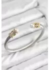 316L Çelik Zirkon Taşlı İnci Model Gold Ve Gümüş Renk Kadın Bileklik
