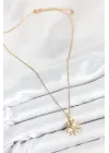 316L Çelik Zirkon Taşlı Kutup Yıldızı Model Gold Renk Kadın Kolye