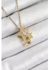 316L Çelik Zirkon Taşlı Sallantılı Yıldız Model Gold Renk Kadın Kolye