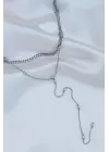 Çelik Gümüş Renk Çift Zincirli Kolye