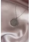 Çelik Silver Renk Yaşam Çiçeği Tasarımlı Kadın Kolye