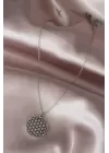 Çelik Silver Renk Yaşam Çiçeği Tasarımlı Kadın Kolye
