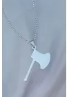 Çelik Uçlu Balta Figürlü Gümüş Renk Zincir Kolye