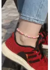Deniz Yıldızı Tasarımlı Pembe Boncuklu Halhal