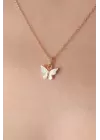 Gold Beyaz Renk Kelebek Figür Kadın Kolye