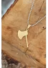 Gold Renk Metal Balta Uçlu Top Zincirli Erkek Kolye