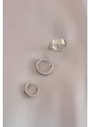 Gümüş Renk Metal Küpe Seti