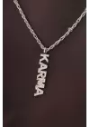 Gümüş Renkli Zirkon Taşlı Karma Yazılı Kolye