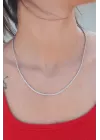 İnce Burgu Zincir Gümüş Renk Çelik Kadın Kolye