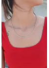 İnce Burgu Zincir Gümüş Renk Çelik Kadın Kolye
