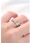 Kıvrım Model Silver Renk Zirkon Taşlı Ayarlanabilir Yüzük