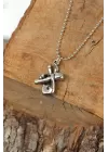 Krom Kaplama Kararmaz Gümüş Renk Metal Mikrofon ve El Tasarım Erkek Kolye