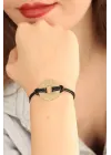 LOVE (Aşık) Siyah Deri İpli Unisex Mood Bileklik