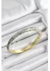 Mineli Pirinç Gri Sarmal Motifli Gold Renk Kadın Kelepçe